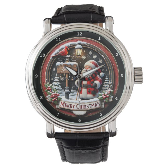 Glad jul Tomte och Kardinal Armbandsur (Framsida)