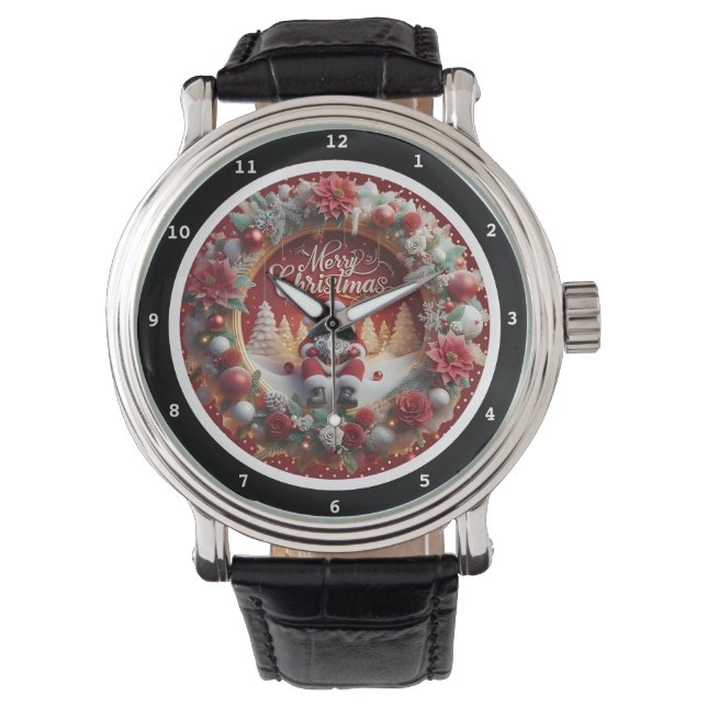 Glad jul Tomte och krans dekorativ  Armbandsur (Framsida)