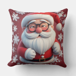 Glad jul tomte omgiven av snöflingor kudde