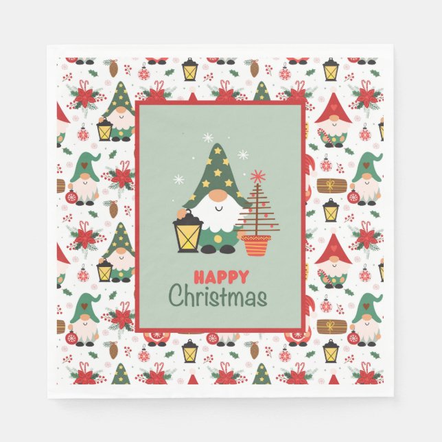 Glad jul Tomte Pappersservett (Framsidan)
