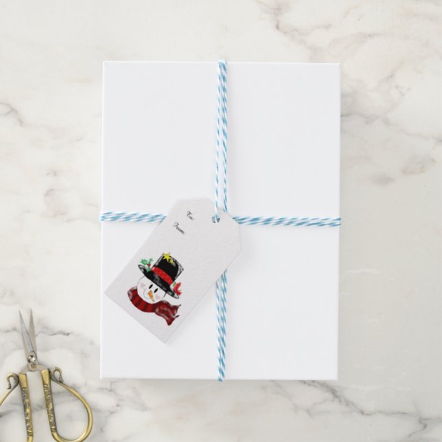 Glad Jul Tomte Presentetikett (Med Snöre)