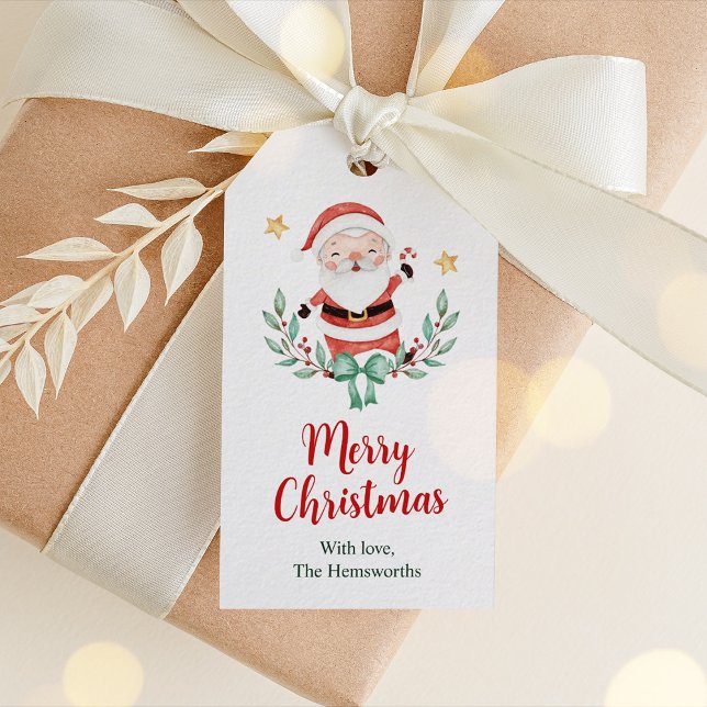 Glad Jul Tomte Presentkort Presentetikett (Merry Christmas Santa Gift Tags)