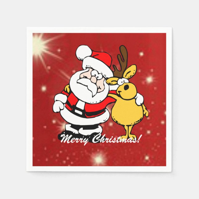 Glad jul Tomte/renar servetter (Framsidan)