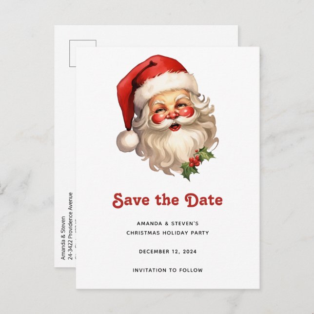 Glad Jul Tomte Retro Jul stil Meddelande Vykort (Fram/baksida)