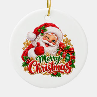 Glad jul Tomte Runt Keramiskt Prydnad Julgransprydnad Keramik