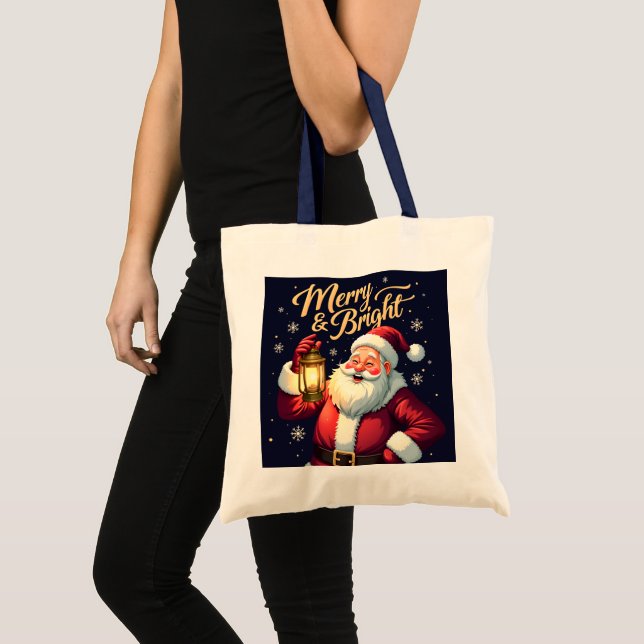 Glad Jul Tomte som Håller Lykta Illustration Tygkasse (Framsida (produkt))