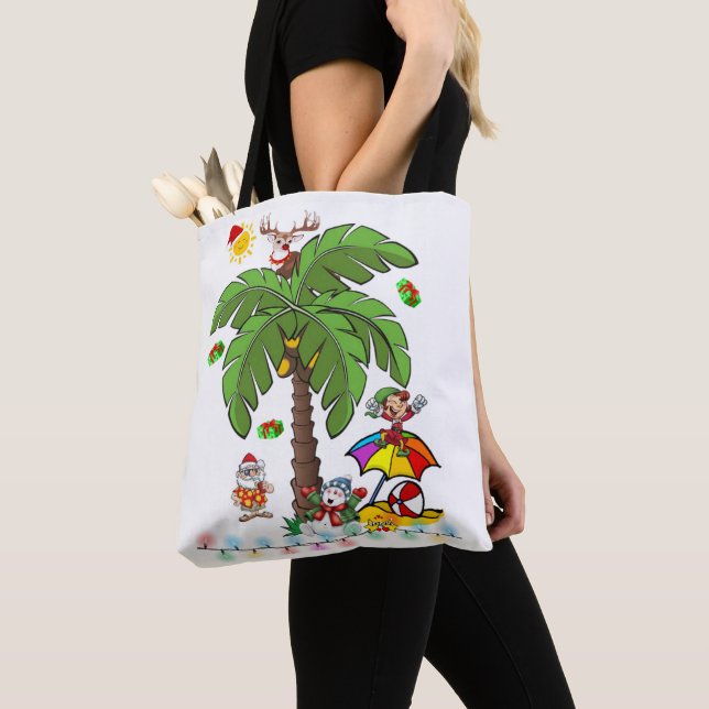 Glad jul Tomte Strandsluskare Totebags Tygkasse (Närbild)