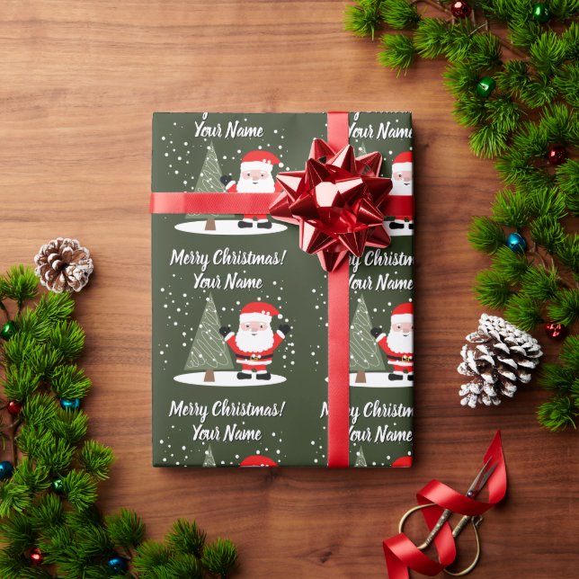 Glad jul tomte tecknad film med julgran barn presentpapper (Julgåva)