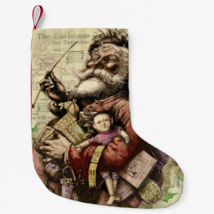 Glad jul tomte träd Klassisk illustration Liten Julstrumpa