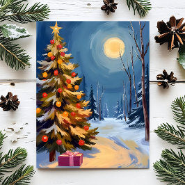 Glad jul Trä Stjärna Vinter Högtidskort Helg Vykort