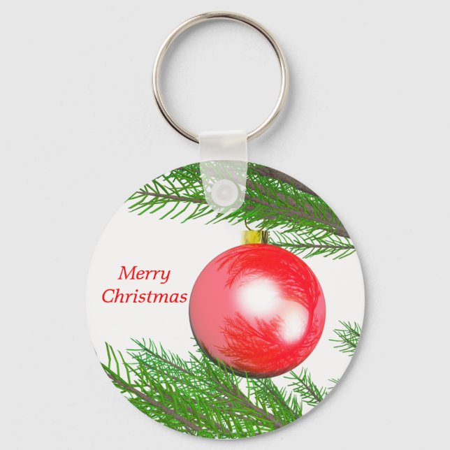 Glad Jul Träd Dekoration Nyckelring (Framsida)