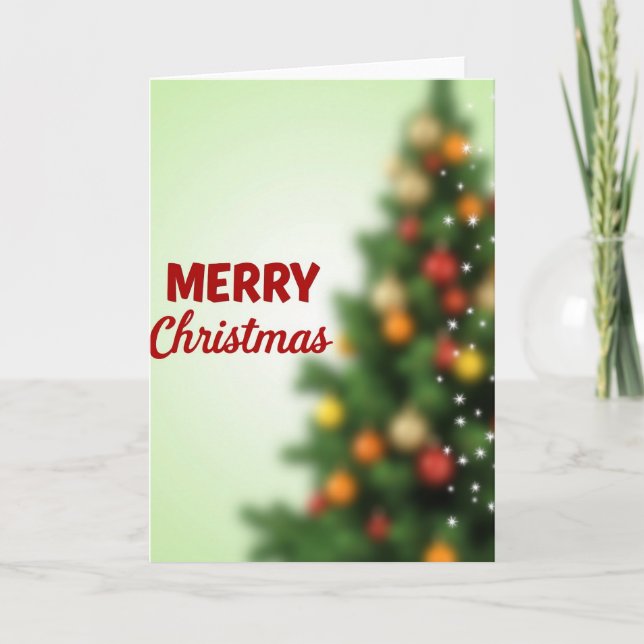 Glad Jul Träd Julkort Kort (Framsida)