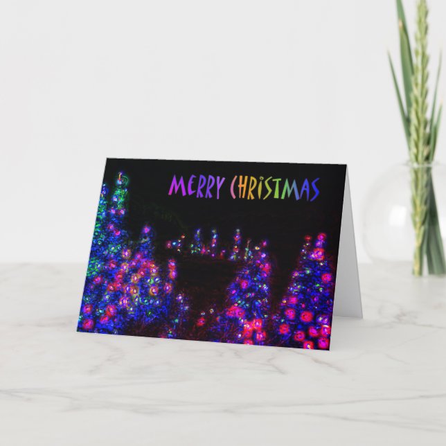 Glad Jul Träd Ljus Miami Gradient Helgkort (Framsida)