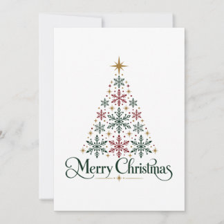 Glad Jul Träd Minimalist Snöflinga Julkort