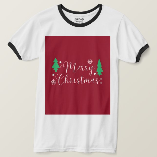 Glad Jul Träd och Stjärna T-Shirt (Design framsida)