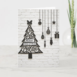 Glad Jul Träd Ornament Kort