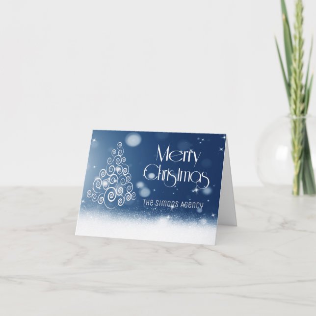 Glad jul Träd Snö Affärer Julkort Helgkort (Framsida)