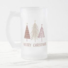 Glad jul Träd Snö Högtid Elegant Festlig Frostat Ölglas
