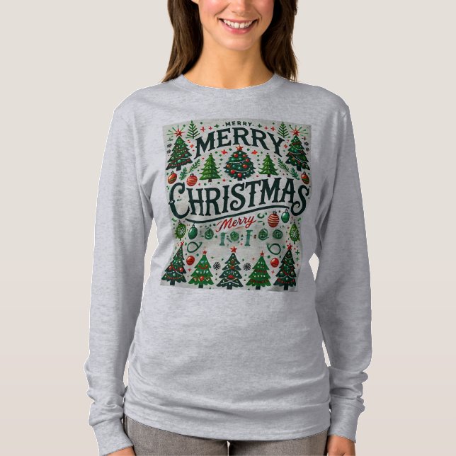 Glad Jul Träd T-Shirt Design  (Framsida)