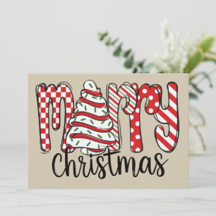 Glad jul Träd Tårta Xmas Festlig Högtid Julkort