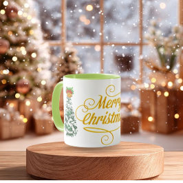 Glad jul Träd Vattenfärgskustomiserad mugg