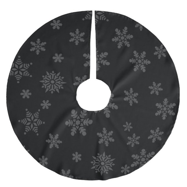 Glad jul trädskört Snöflingor Svart  Julgransmatta Borstad Polyester (Framsidan)