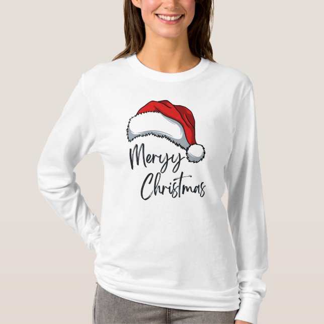 Glad jul-tröja med tomteluvemönster t shirt (Framsida)
