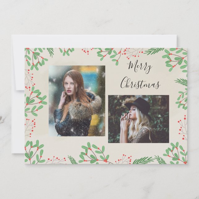 Glad jul Två Foto Julkort (Framsida)