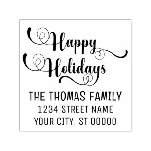 Glad jul typografi #10 Namn Returadress Självfärgande Stämpel