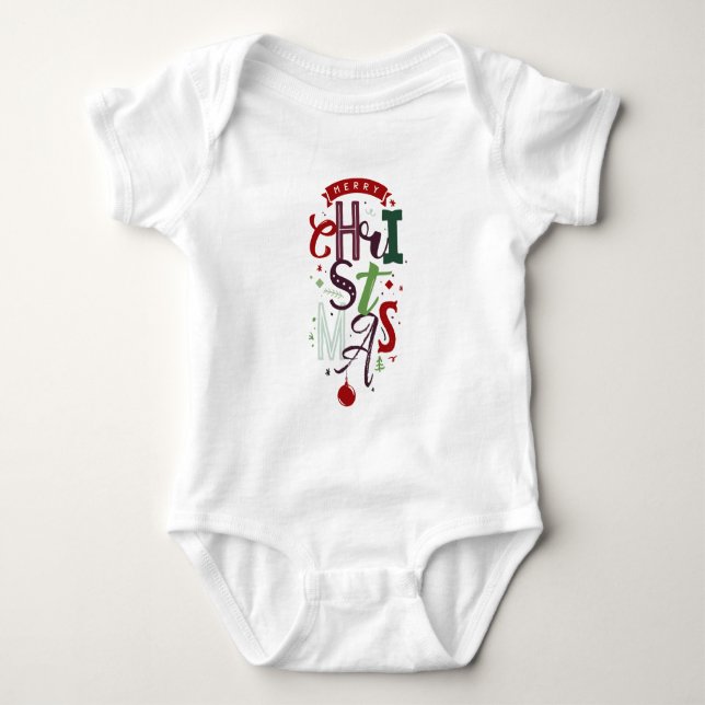 Glad jul Typografi Bokstavsdesign Färgrik  T Shirt (Framsida)
