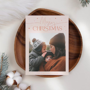 Glad jul typografi fersken foto julkort