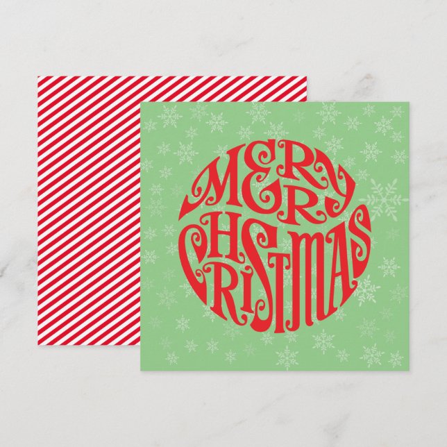 Glad jul Typografi Glada hälsningar Inbjudningar (Fram/baksida)