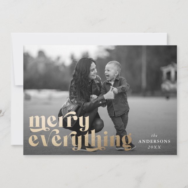 Glad jul typografi Holiday Photo Card Julkort (Framsida)