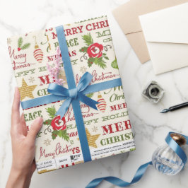 Glad jul Typografi Inpackningspapper Presentpapper