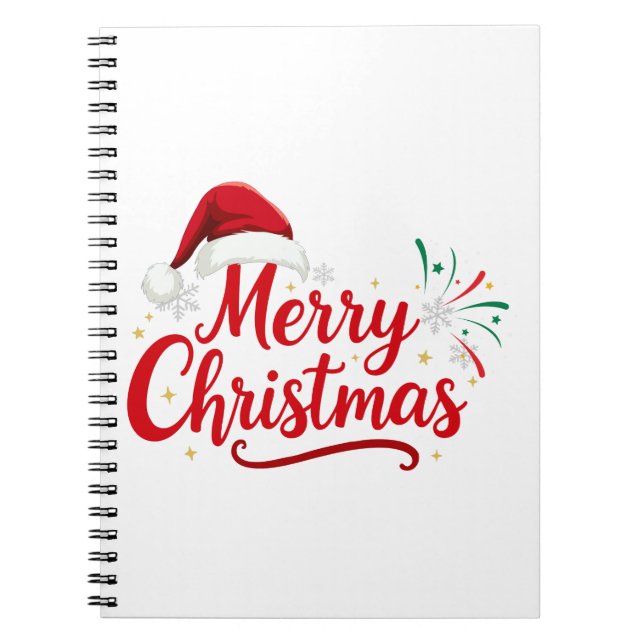 Glad jul Typografi med tomteluva och snö Anteckningsbok (Framsidan)