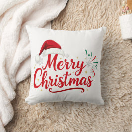 Glad jul typografi med tomteluva och snö kudde
