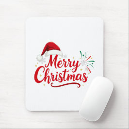 Glad jul typografi med tomteluva och snö musmatta