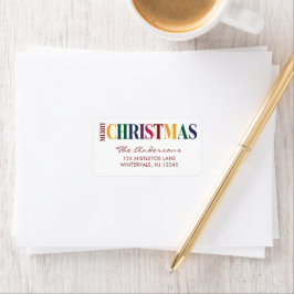 Glad jul typografi regnbåge adressetikett