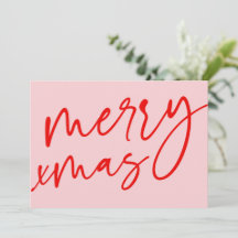 Glad jul typografi Röd & Rosa Högtidskort