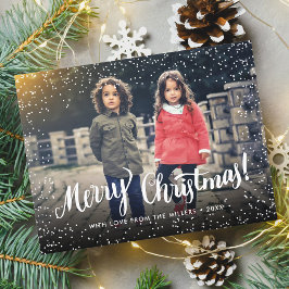 Glad jul Typografi Snöflingor Anpassad Foto Helg Vykort