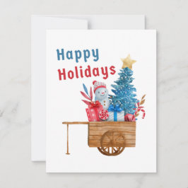 Glad jul-vagn med snöman julkort