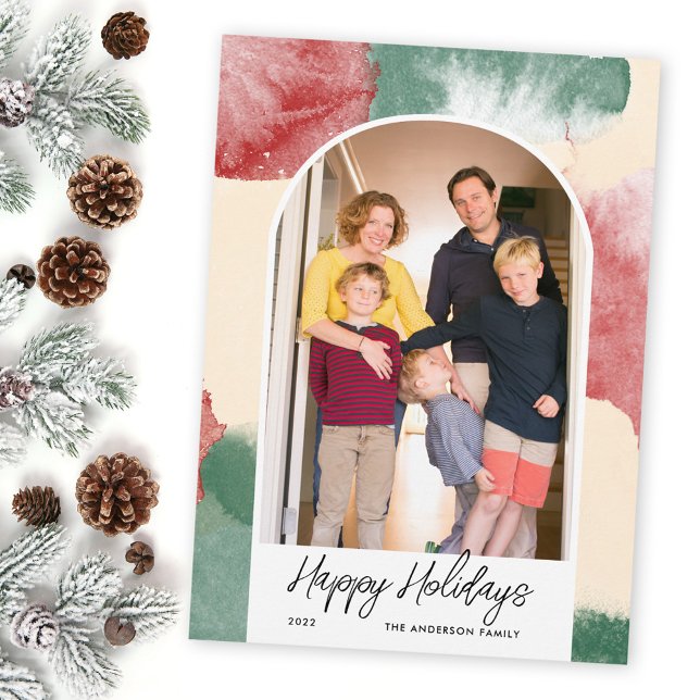 Glad Jul Valvböjd Foto Abstrakt Akvarell Julkort (Skapare uppladdad)