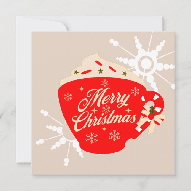 Glad jul Varm choklad Brun Snöflinga Kort (Framsida)