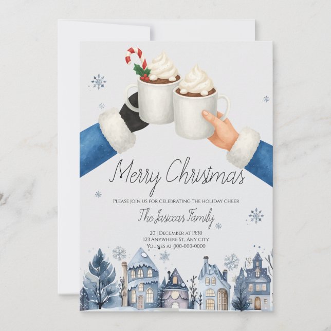 Glad jul Varm choklad-fest Inbjudningar (Framsida)