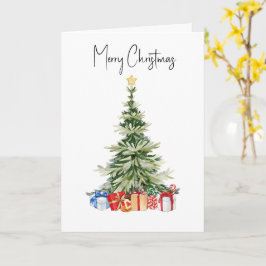 Glad jul Vattenfärg Julgran Kort