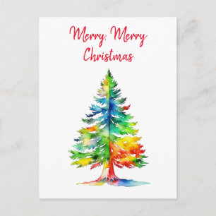 Glad jul Vattenfärg Julgran Vykort