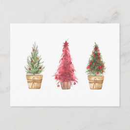 Glad jul Vattenfärg Julgraner Snygga Vykort