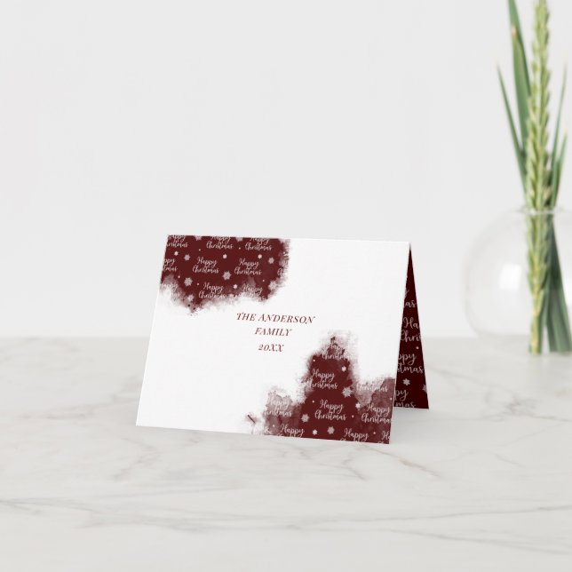 Glad jul vattenfärg tvätt splash foto kort (Framsida)