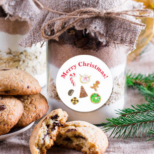 Glad jul Vattenfärgskakor Runt Klistermärke