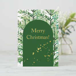 Glad jul Vattenfärgskonst Träd Julkort